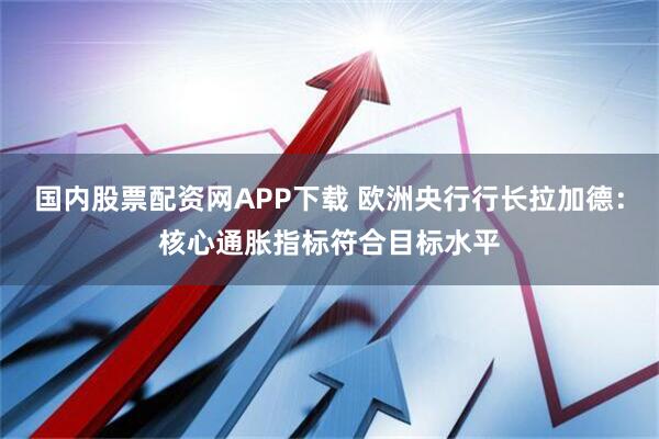 国内股票配资网APP下载 欧洲央行行长拉加德：核心通胀指标符合目标水平